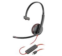 Micro-casque filaire Poly Blackwire 3210 - Microphone antibruit - Conception monaurale - Connexion à un PC/Mac via USB-C ou USB-A - Fonctionne avec Teams, Zoom