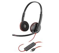 Micro-casque filaire Poly Blackwire 3220 - Microphone antibruit - Conception binaurale - Connexion à un PC/Mac via USB-C ou USB-A - Fonctionne avec Teams, Zoom