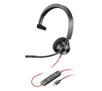 Micro-casque filaire Poly Blackwire 3310 - Perche de microphone flexible - Conception monaurale - Connexion à un PC/Mac via USB-C ou USB-A - Certifié pour Microsoft Teams
