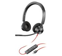 Micro-casque filaire Poly Blackwire 3320 - Perche de microphone flexible - Stéréo hi-fi - Connexion à un PC/Mac via USB-C ou USB-A - Fonctionne avec Teams/Zoom