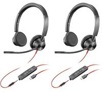 Micro-casque filaire Poly Blackwire 3325 - Perche de microphone flexible - Son stéréo hi-fi, Connexion à un PC/Mac/téléphone portable via USB-C, USB-A ou prise Jack 3,5 mm, Fonctionne avec Teams, Zoom
