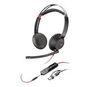 Micro-casque filaire Poly Blackwire 5220 - Perche microphone antibruit flexible - Conception ergonomique - Connexion à un PC/Mac, téléphone portable via USB-C, USB-A ou prise Jack 3,5 mm