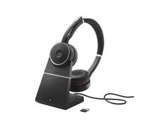 Jabra Evolve 75 SE UC Stereo - Micro-casque - sur-oreille - Bluetooth - sans fil - Suppresseur de bruit actif - USB - avec support de chargement - certifié Zoom - pour LINK 380a MS