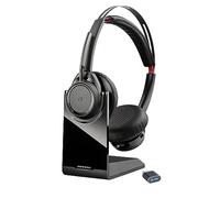 Micro-casque sans fil Poly Voyager Focus UC pour ordinateur et socle de chargement - Annulation active du bruit (ANC) - Connexion à un PC/Mac/Téléphone portable via Bluetooth - Teams (certifié)