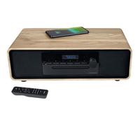 Micro-chaîne Bluetooth - THOMSON - Bois/Noir - Radio FM/DAB+/CD/MP3/USB/Induction, 60W, Affichage LCD, Télécommande, Alim. 230V