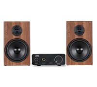 Micro Chaîne McGrey BMS-80 BR - INCL. Mini-amplificateur et câbles Haut-Parleur - Entrées Cinch et AUX - 80 Watts - Marron