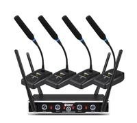 Micro Conférence sans Fil Debra DU4004 Audio Pro - Système UHF, 4x16 Canaux Réglables, Micro à Col de Cygne Rotatif 360°, Idéal pour Réunions et Discours