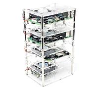 Micro Connectors RAS-PCS46 Boîtier empilable en Acrylique pour Raspberry Pi 3 modèles B + et Pi 4 avec Ventilateur et dissipateurs de Chaleur Transparent