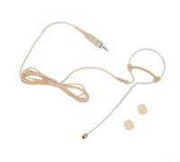Micro-cravate à oreillette unique beige pour fil 3.5mm, microphone omnidirectionnel léger pour conférence et culte, câble 1.2m