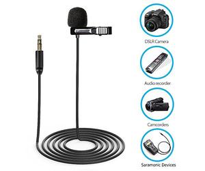 Micro-cravate (Lavalier) omnidirectionnel qualité Broadcast Saramonic SR-XLM1 avec câble de sortie mini jack TRS 3.5 mm pour appareils photo DSLR, caméscopes, enregistreurs et périphériques Saramonic