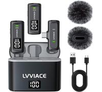 Micro Cravate Pour Téléphones Avec Ports Usb De Type C, 40 Heures D'Autonomie Avec Boîtier De Chargement De L'Émetteur À Affichage Numérique, Microphone De Lavalier Sans Fil De 82 Pieds[Z3651]