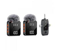 Micro-cravate sans fil 2.4G double canal, avec réduction de bruit, pour interviews et dialogues en duo