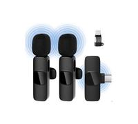 Micro cravate sans fil 2 micros, portée 20 m, autonomie 10 h, Bluetooth, connecteurs Lightning et USB-C, pour iPhone et iPad, idéal podcast et vlog