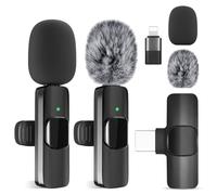Micro Cravate sans Fil, 2 Pièces Mini Micro, Microphone De Lavalier sans, Micro Professionnel à Clipser pour Diffusion en Direct, Interviews, Tiktok