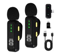 Micro Cravate Sans Fil 2 Pièces Mini Micro, Microphone Wireless, Plug & Play, Réduction Du Bruit, Microphone USB-C, Pour Iphone, Android, Ipad, Ordinateur, Pour Enregistrement Vidéo, Streaming, Vlog