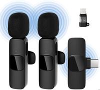 Micro cravate sans fil 2MIC MOURSIIENY - 20 m, autonomie 10 h, Bluetooth, Lightning & USB-C, pour iPhone/iPad, podcast/vlog