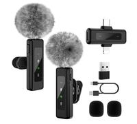 Micro cravate sans fil 3 en 1 pour iPhone/Android/appareil photo, mini microphone professionnel à clip rotatif et suppression du bruit, idéal pour Vlog, TikTok et YouTube