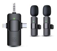 Micro cravate sans fil 3 en 1 pour iPhone, iPad, appareil photo et appareils Android, mini microphone pour enregistrement, réduction du bruit, micro à clipser pour enregistrement vidéo, Vlog, YouTube,