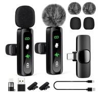 Micro Cravate sans Fil, Android, Ordinateur, Microphone sans Fil avec Affichage LED, Mini Micro Cravate, Réduction du Bruit, Appairage Automatique,pour Vlogging,Enregistrement Vidé, Vlog