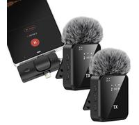 Micro Cravate Sans Fil - AVIZAR - Lot de 2 - USB-C, Lightning, Jack 3.5mm - Anti-vent - 6h Autonomie