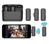 Micro Cravate sans Fil, Microphone USB pour iPhone/iPad, Mini câble de Bruit avec étui de charge pour enregistrement vidéo, Tik Tok, Instagram, Youtube, Stream, Podcast, interview (Double-iphone)