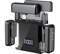 Micro cravate sans fil pour iPhone Android (2 TX + 2 RX + étui de charge), mini micro sans fil avec suppression du bruit, batterie 20H, 60 m, microphone Bluetooth pour iPhone 16/15/14/13/, Android, PC