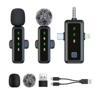 Micro Cravate sans Fil pour iPhone Android Telephone PC, Micro Lavalier Portable, Mini Microphone Anti-bruit pour Podcast Interview TikTok YouTube Appareils Audio et Video, Clip Plug-Play sur Micros
