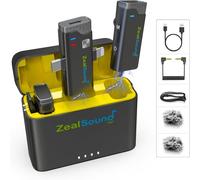 Micro Cravate Sans Fil pour iPhone/iOS/Android/Caméra,avec 2 Mini Microphone Cravate,Réduction du bruit,Muet,15H Utilisation