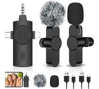 Micro Cravate Sans Fil, Pour Iphone/Ios/Android/Pc/Laptop, 3 In 1 Mini Micro-Cravate Avec Suppression Intelligente Du Bruit, Avec Prise Usb-C/3,5 Mm/Usb (Noir-1)