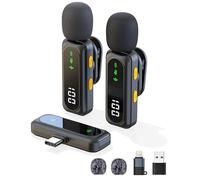 Micro Cravate sans Fil pour iPhone, iPad, Android, ordinateur, mini-micro cravate, microphone USB-C avec réduction du bruit et son cristallin pour enregistrement vidéo,vlogging,TikTok,chant - noir