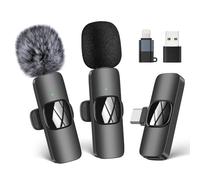 Micro Cravate sans fil pour iPhone/Telephone Android/Ordinateur Portable, Microphone à revers USB C pour enregistrement vidéo, Vlogging, TikTok, YouTube, Réduction du bruit, clip Plug-Play sur Micro