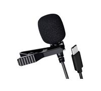 Micro-cravate USB-C avec Réduction de bruit Clip Rotatif 1.5m Noir