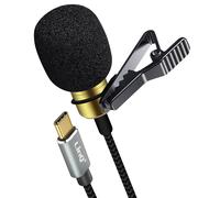 Micro Cravate USB-C Son Omnidirectionnel Pince Rotative Câble Tressé 2m Noir