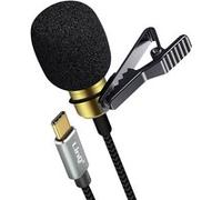 Micro Cravate USB-C Son Omnidirectionnel Pince Rotative Câble Tressé 2m Noir