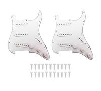 Micro de guitare électrique à bobine unique, micro de guitare précâblé avec 11 trous, micro de remplacement à son clair pour guitare électrique, matériau PVC avec boutons de (Blanche)