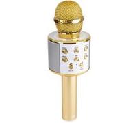 Micro de karaoké Max KM01 2-en-1 : enceinte Bluetooth & lecteur multimédia - Or