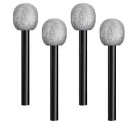 Micro Factice, Faux Microphones Pailletés, Micros Jouets Imitation Rétro, Faux Microphones en Mousse Paillettes pour Fête, Anniversaire, Jeu de Rôle et Spectacle (Argent)