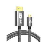 Micro HDMI to 2M Cable,4K@60Hz,Supports Ethernet,3D,HDR and ARC,Compatible with GoPro Hero 9/8/7/6/5,Raspberry Pi 4,Sony Camera A6300 A6400,Black