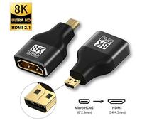 Micro HDMI to HDMI 8K HDMI 2.1 Adapter Adaptateur HDMI 2.1 mâle vers femelle, 8K, convertisseur 8K 60Hz 4K 120Hz, 48Gbps, résistant, compatible PS5, PS4, HDTV, Roku, TV Stick, PC, 90, 270 ""Nipseyteko