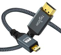 Micro HDMI to HDMI Cable 2M,Nylon Braided HDMI Cable A to Micro HDMI D,Supports 3D 4K/60Hz 2.0 1080p