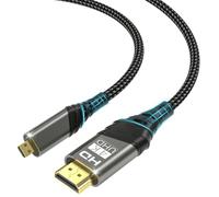 Micro HDMI vers HDMI,micro hdmi Câble 2M 4K @ 60HZ 3D 1080P Câble Type D vers A Prend en charge 3D,HDR et ARC,micro h d m i compatible avec Raspberry Pi 5/4,caméras A6300 A6400,Hero,Yoga,ODROID