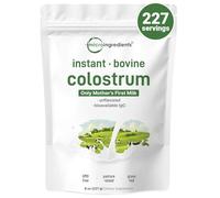 Micro Ingredients Poudre de colostrum bovin instantanée, 227 g (227 portions), premier lait maternel de qualité supérieure, IgG et IgA naturels, source nourrie à l'herbe, super aliment pour soutien