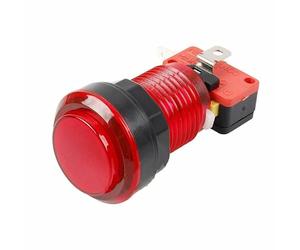 Micro interrupteur à bouton-poussoir lumineux à LED avec anneau de fixation, support d'ampoule, entretoise, micro-interrupteur et LED 5 V pour Arcade Jamma - Rouge