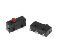 Micro interrupteur Contact en cuivre 5A 125/250V, interrupteur de fin de course No Nc 2/3 broches, tige d'arc à rouleau, interrupteur à bouton rapide(Red round head,10PCS)