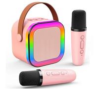 Micro Karaoké Enfant Adulte avec 2 Micro sans fil Karaoké Protable Bluetooth LED Enceinte Karaoke Cadeau Noël Enfant Jouet Fille