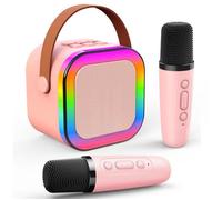 Micro Karaoké Enfant Adulte avec 2 Micro sans fil Karaoké Protable Bluetooth LED Enceinte Karaoke Cadeau Noël Enfant Jouet Fille