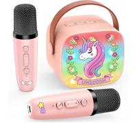 Micro Karaoke Enfant avec 2 Micro sans Fil Bluetooth Cadeau Fille 3-12 Ans Microphone Karaoké Jouet Fille 3-12 Ans Micro Enfant