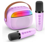 Micro Karaoke Enfant avec 2 Micro sans Fil, Gralal Cadeau Fille 4-12 Ans Anniversaire Jouet Fille 3 4 5 6 7 8 9 10 11 Ans Microphone sans Fil Micro Karaoké Cadeau de Noël pour Fille