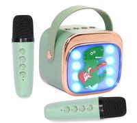 Micro Karaoke Enfant avec 2 Micro sans Fil,Portable Micro Enfant pour Chanter avec Effets Vocaux,Cadeau Fille 3-12 Ans, Jouet Garcon 3-12 Ans, Vert (Dinosaure)