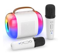 Micro Karaoke Enfant avec 2 Microphones, Mini Karaoke Machine Portable sans Fil, Convient aux Enfants et Aux Adultes, avec des Lumières LED et des Effets de Changement de Voix, Un Cadeau pour Les Fill